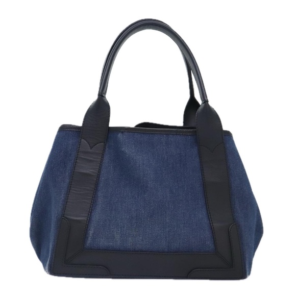 BALENCIAGA Navy Cabas S Hand Bag Denim Silver Blue 339933 Auth yk15288 - Picture 3 of 16